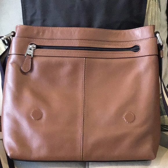 Coach Men's Charles Brown leather messenger crossbody bag with colorblock strap - Picture 3 of 16